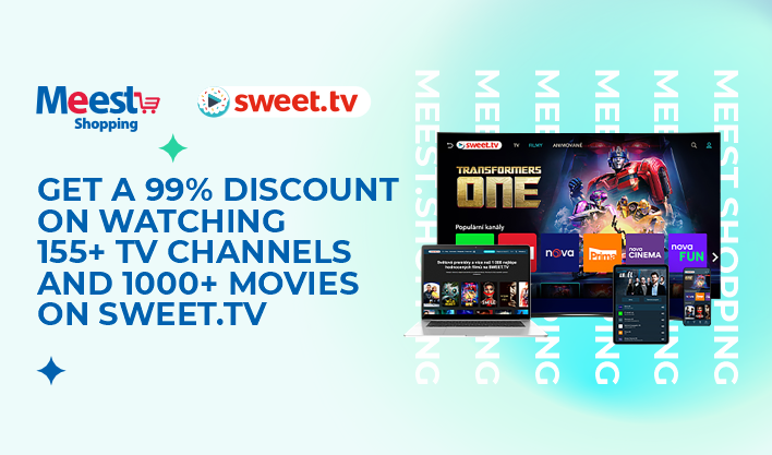 Jen pro diváky SWEET.TV! Promo kód od Meest Shopping pro doručení ze zahraničních internetových obchodů!